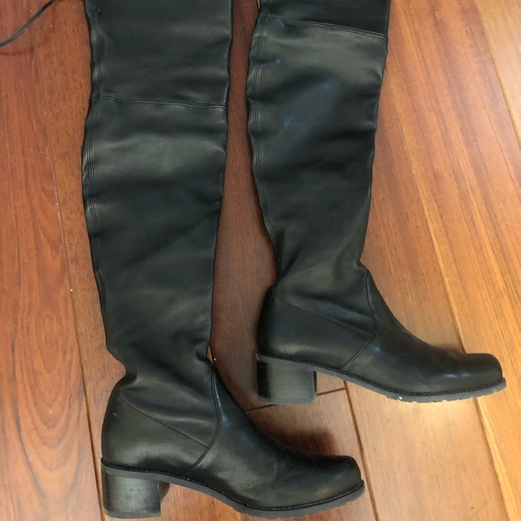 Stuart Weitzman Midland Thigh High Boots in Black Lush Napa Leather - Picture 2 of 8